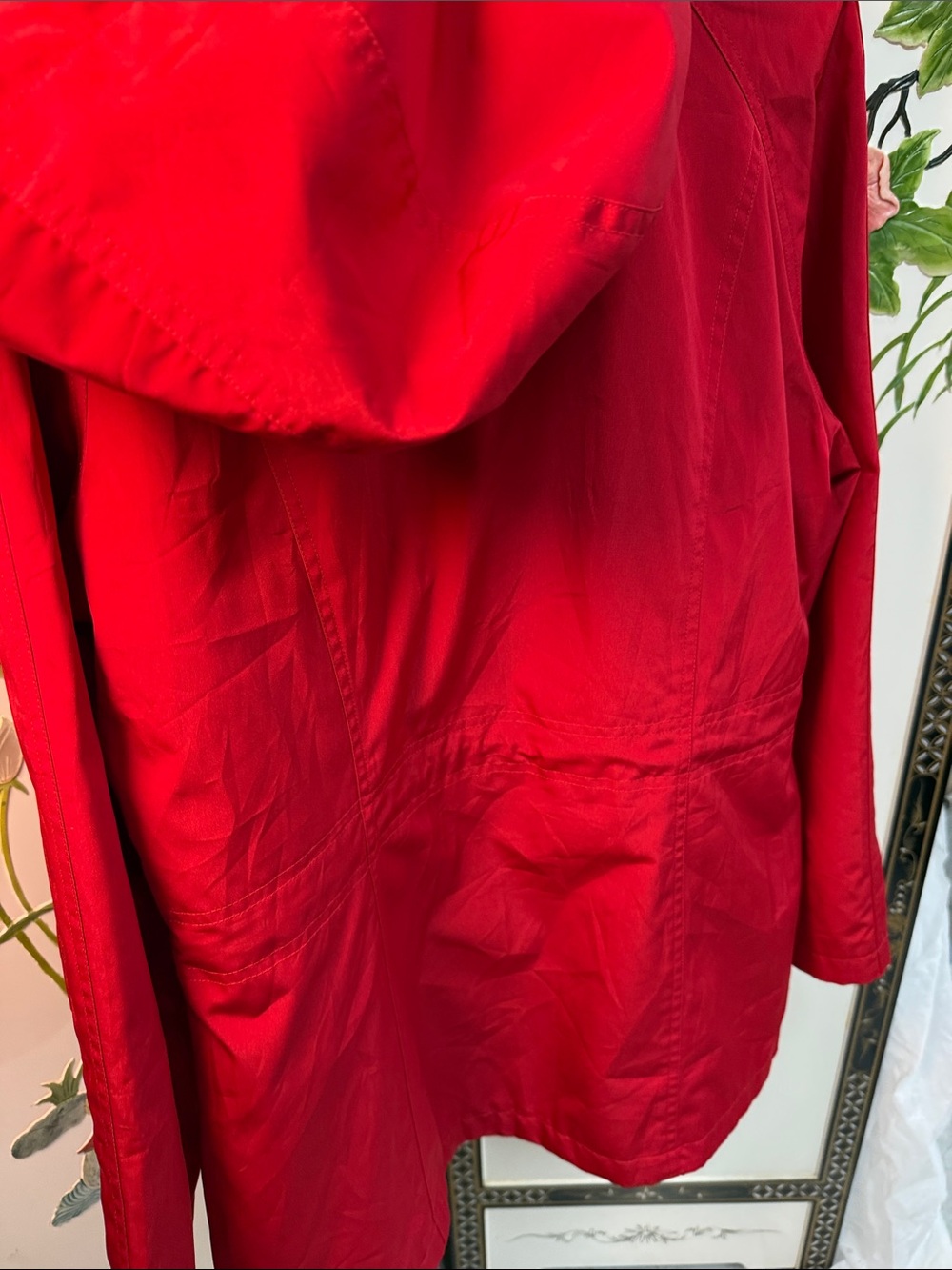 Bright RED London Fog Hooded Trench Coat CLASSIC PLAID LINING FABULOUS - Picture 6 of 11